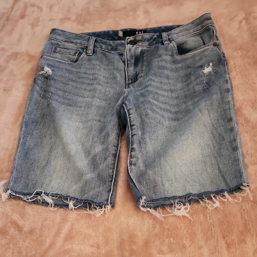 Kut from the Kloth Distressed Light Blue Jean Shorts